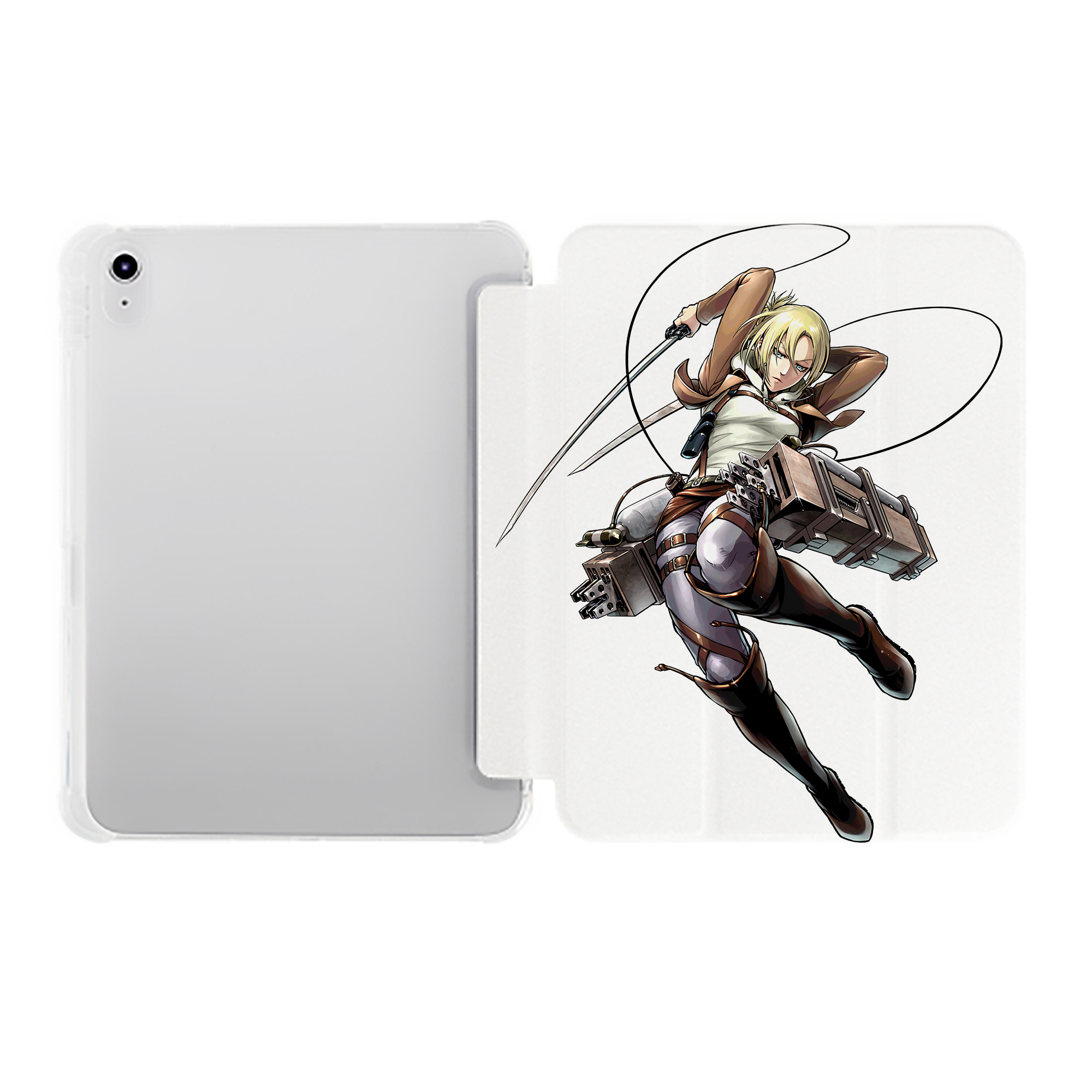 （画像用） 進撃の巨人 アニ・レオンハート Attack on Titan Annie Leonhart IPad ケース ペン収納付き 三つ折りスタンド PUレザー×シリコン 対応機種9.5/10.5/10.9インチ